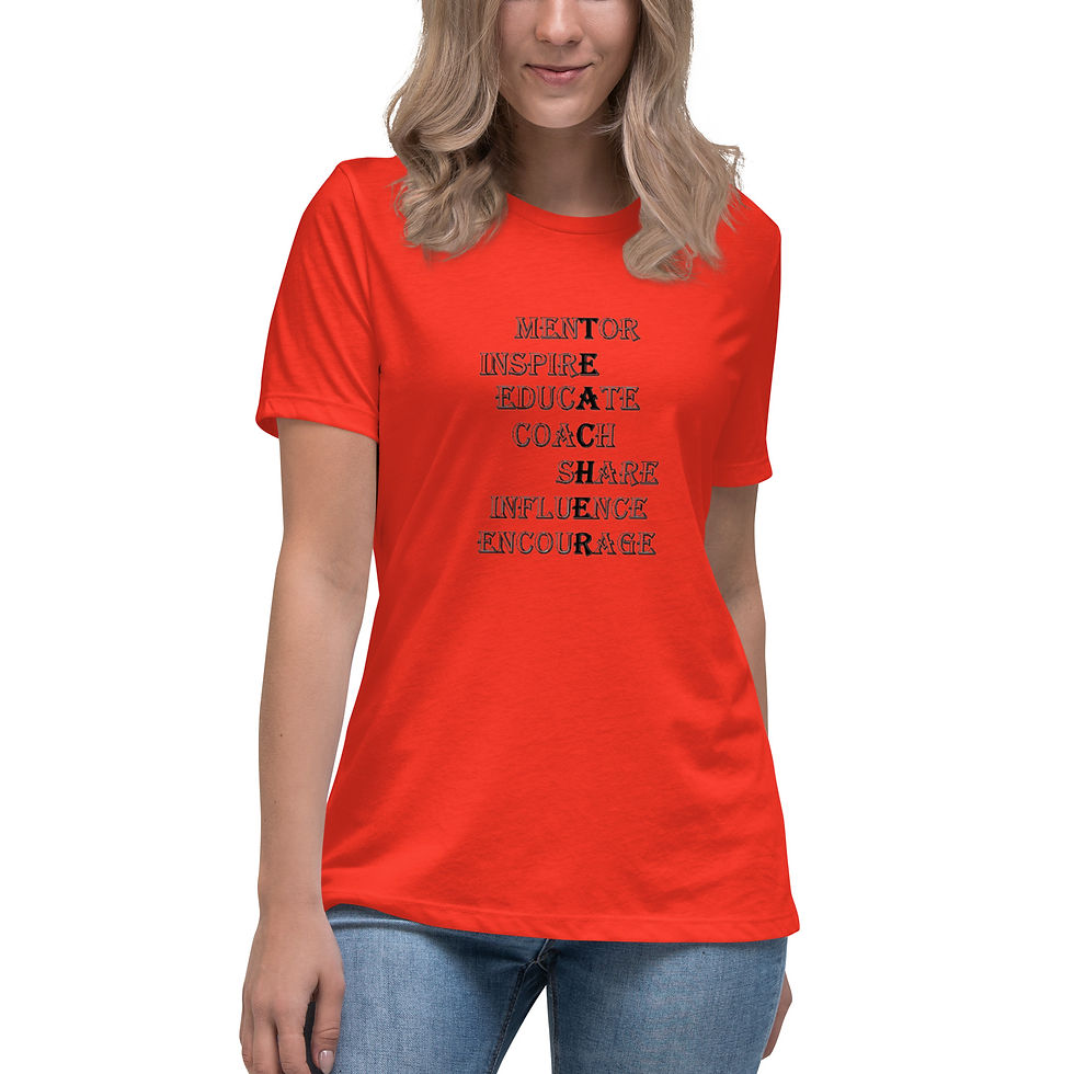 Thumbnail: Women's Relaxed I am a Teacher T-Shirt Black Letters