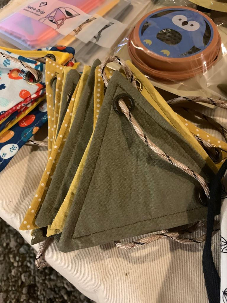 Handmade Camping Flag - eyelet hole hanging