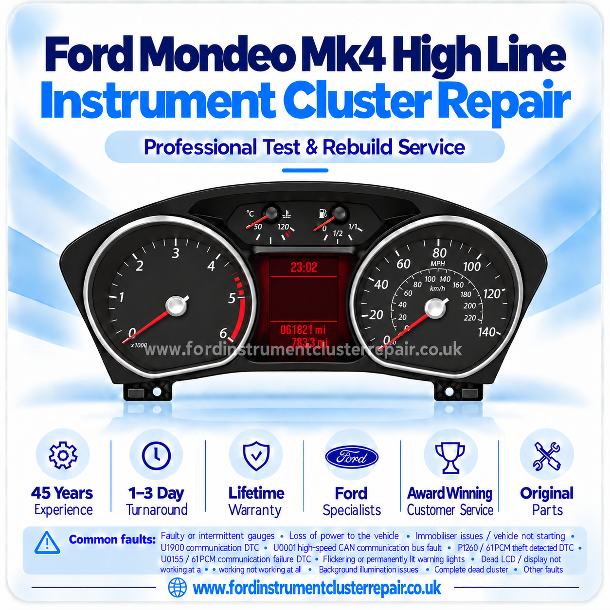 Ford Mondeo Instrument Cluster Speedometer Mk4 Repair Service High-Line