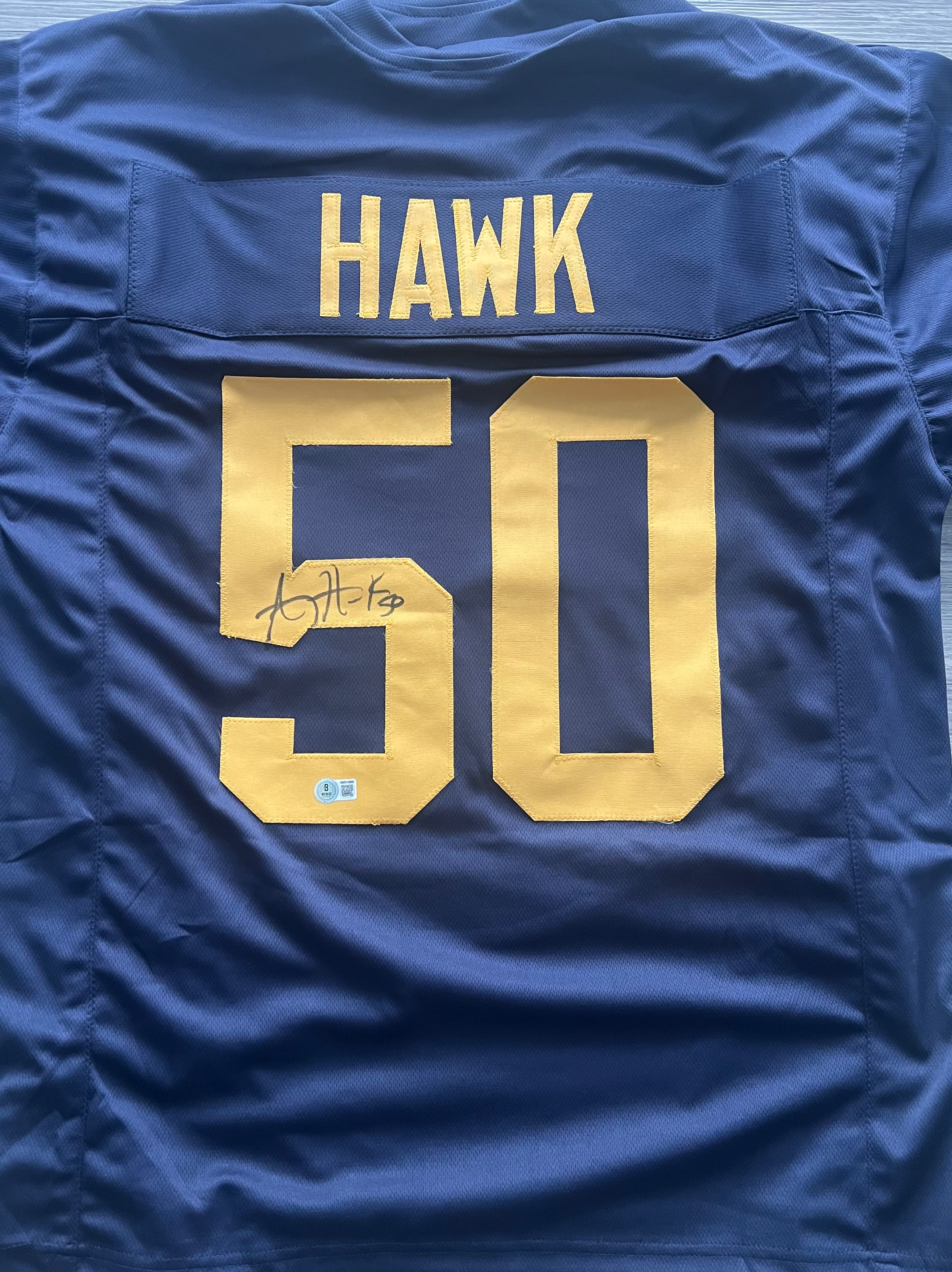 Autographed Navy Blue Retro AJ Hawk Signed Jersey