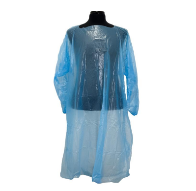 Blouse CleanShield vierge en CPE avec poignets élastiques, 200 x 114 cm. Bleue