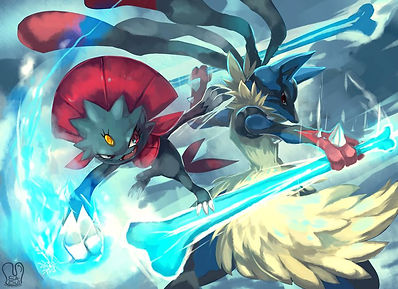 pokemon___megalucario_vs_weavile_by_sa_d