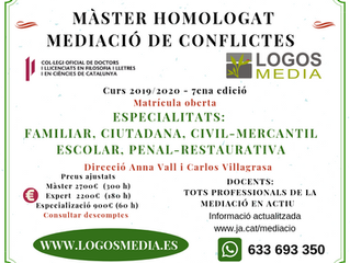MÀSTER DE MEDIACIÓ I GESTIÓ COL·LABORATIVA DE CONFLICTES CURS 2019/2020 – 7ena edició matrícula ober