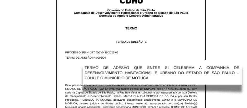 CDHU envia Termo de Adesão para construção de moradias em Motuca. Conheça: