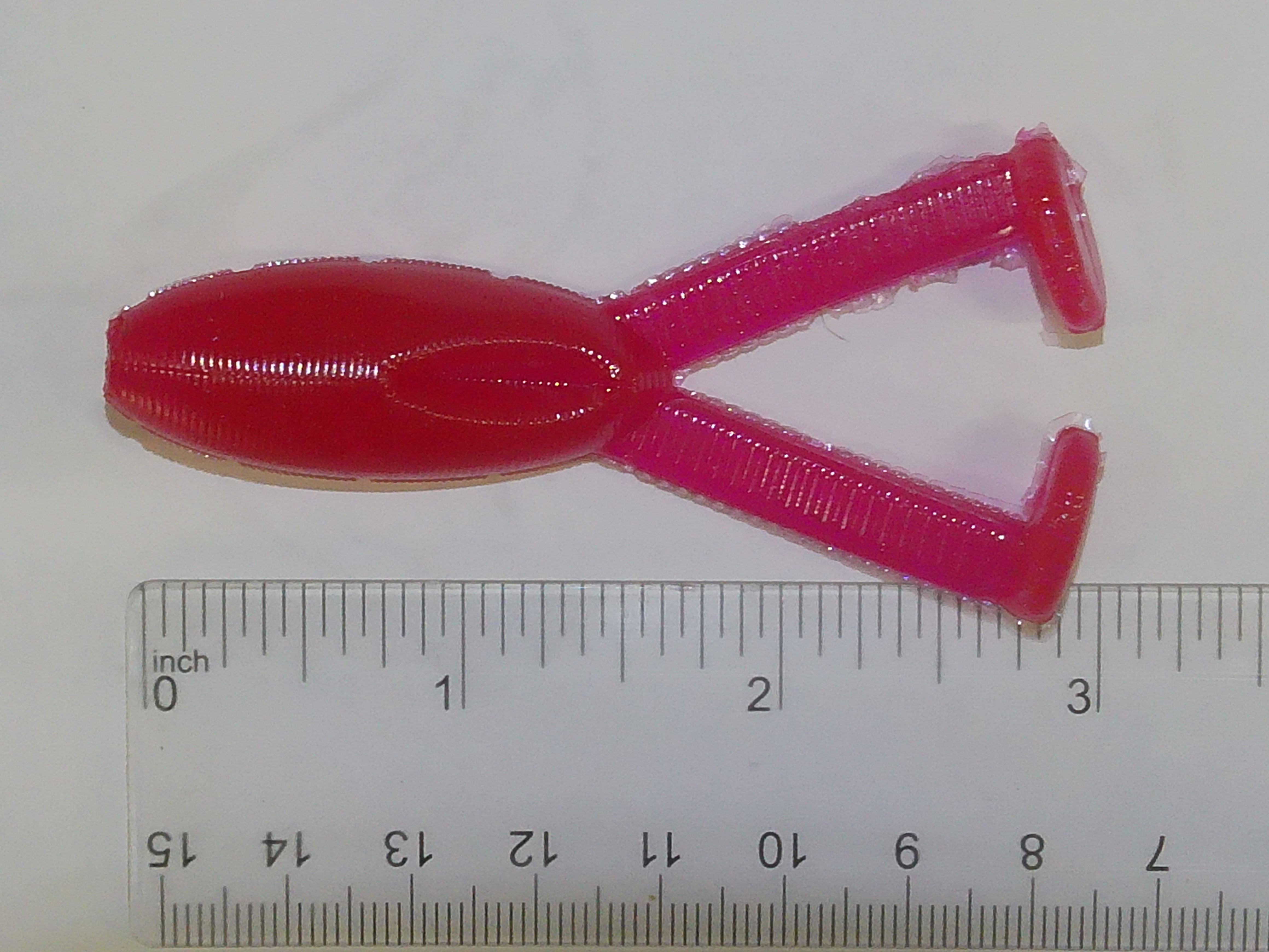 Red 4-inch soft plastic frog fishing lure