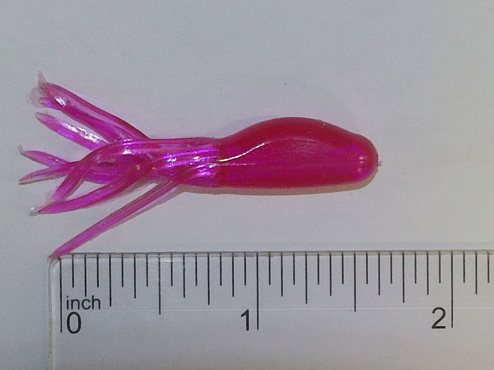 Red 1.8" inch soft plastic fishing lure with skirt