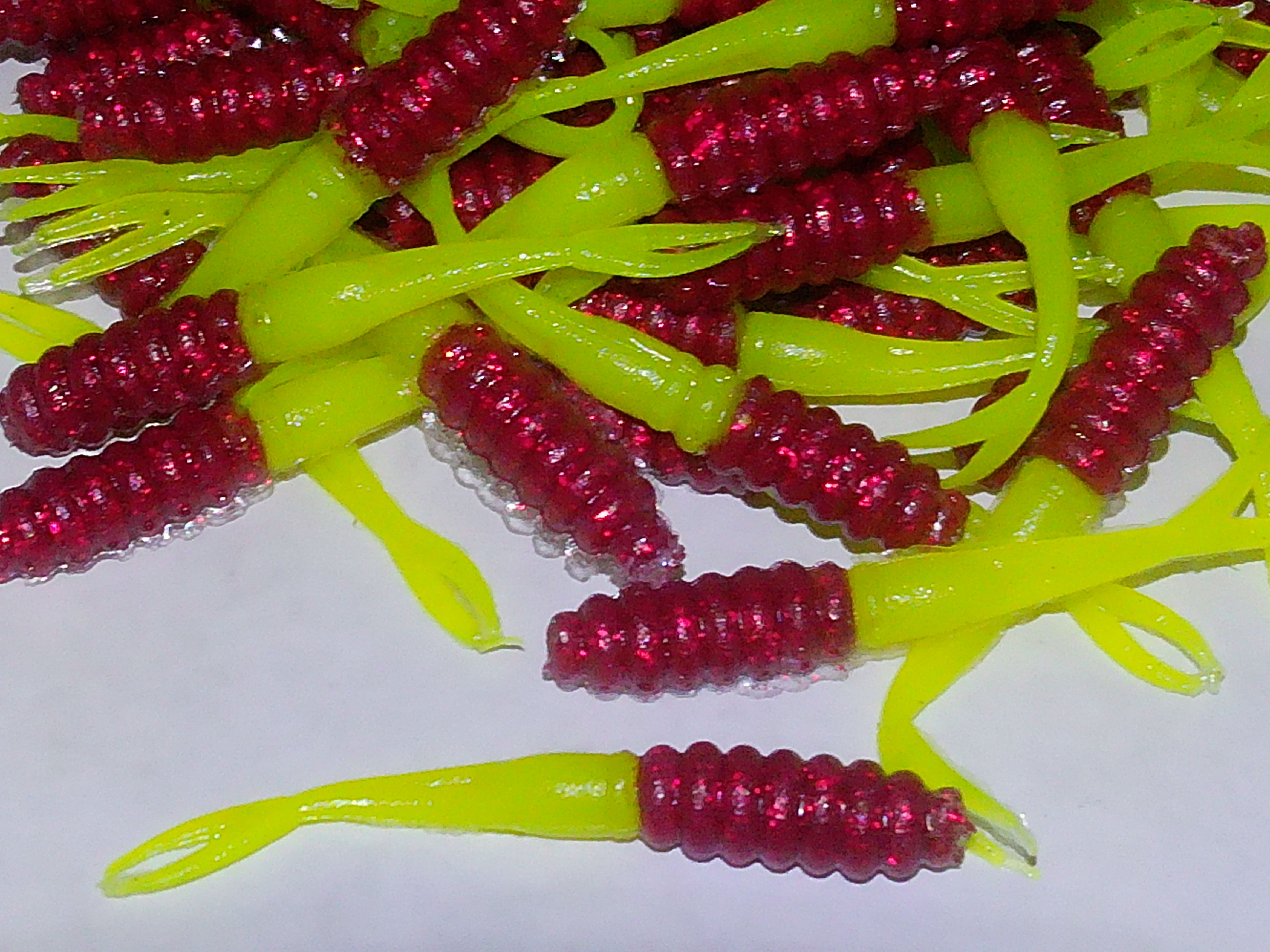 Chartreuse/Red GL CRAPPIE FORK 2.75" Soft Plastic Fishing Lure Bait Panfish