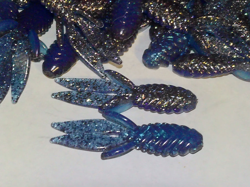 Fluorescent Blue/Gun Metal Creature Baits