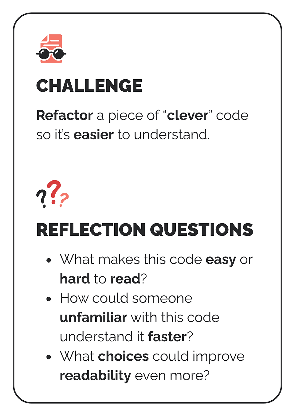 Rückseite einer Coding Card