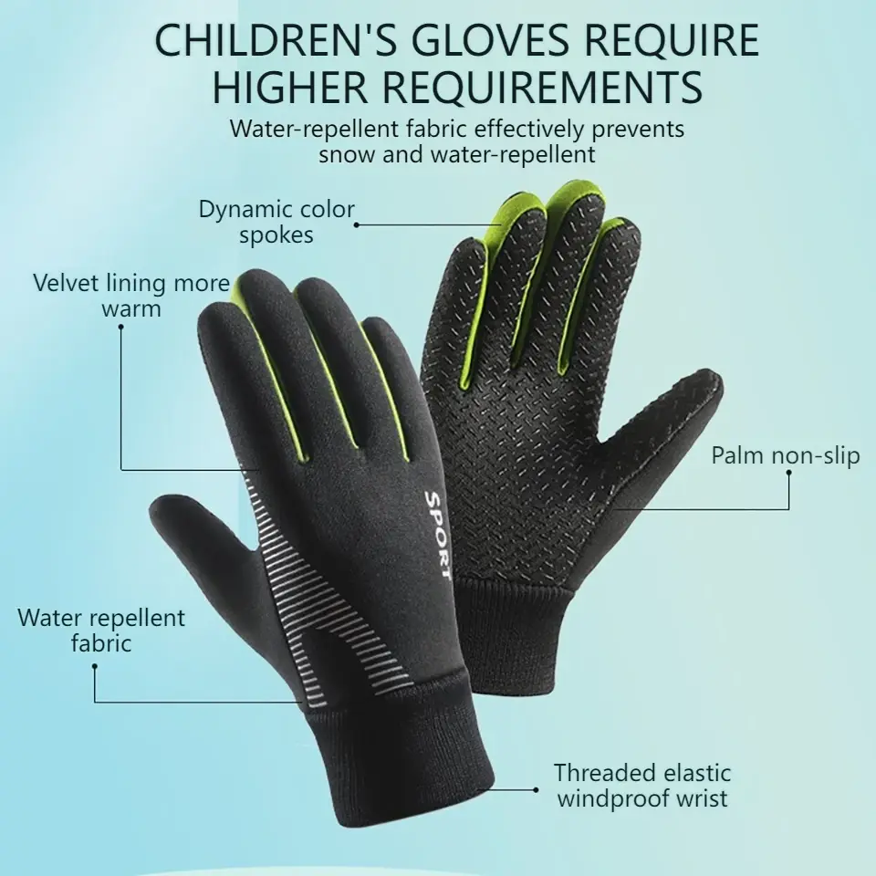 Thumbnail: GTUBIKE 1 Pair Kids Winter Warm Sports Gloves - Cold Weather Water-Resistant