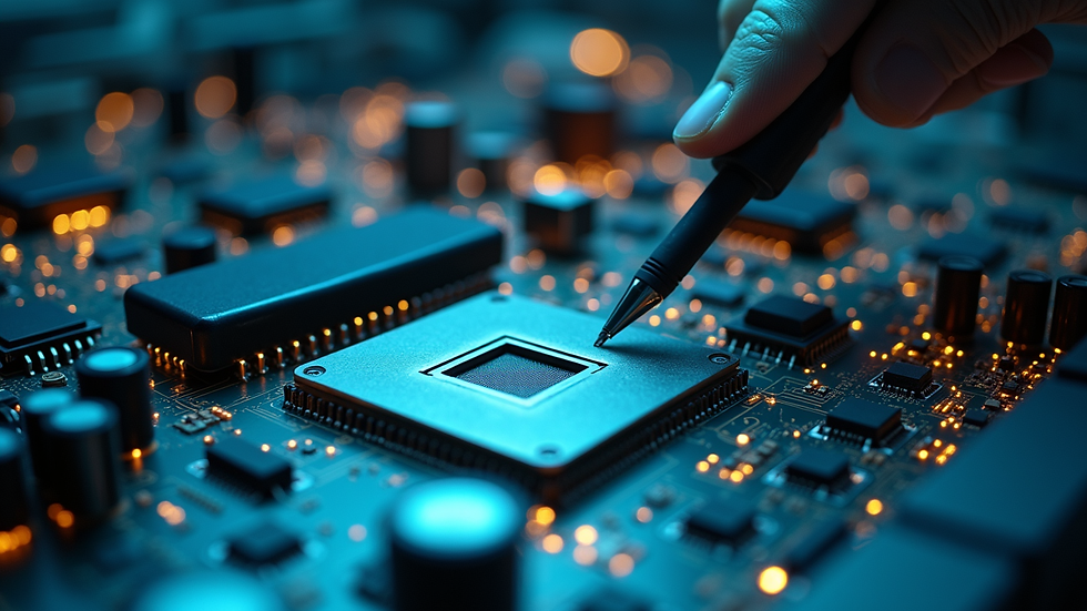 High angle view of embedded system testing with diagnostic tools