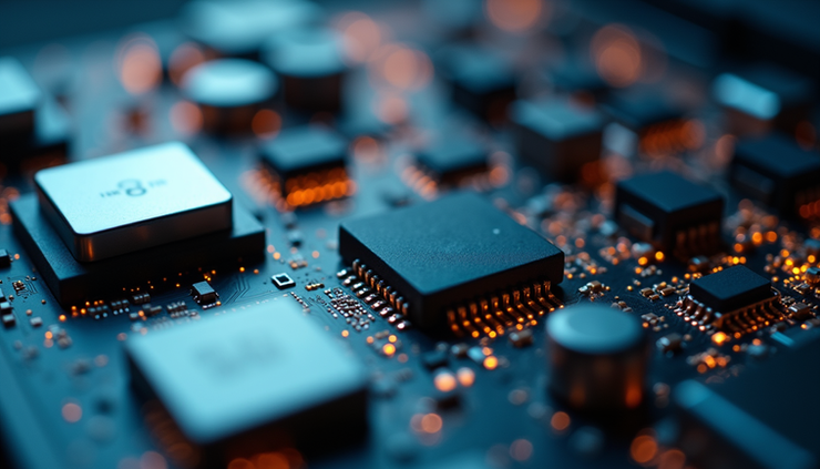 Close-up view of a secure IoT device with hardware security modules
