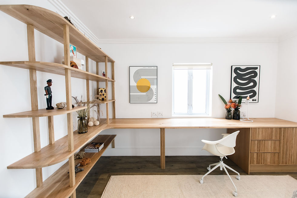 Bespoke home office design with custom cabinetry and tailored furnishings in Cape Town.