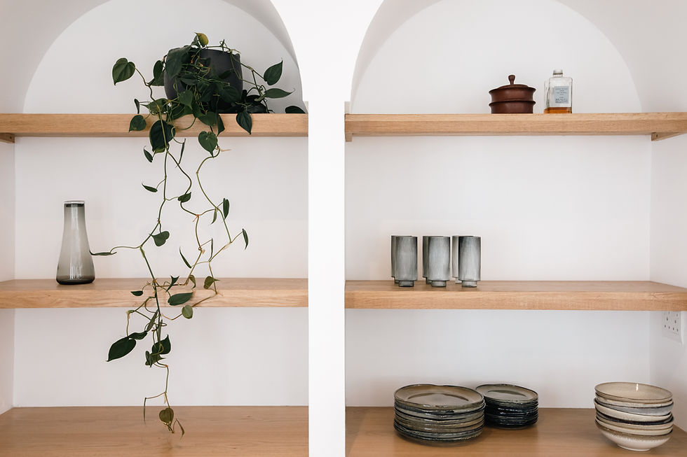 Bespoke bar design with clean lines and muted colour palette by My Place in Cape Town.