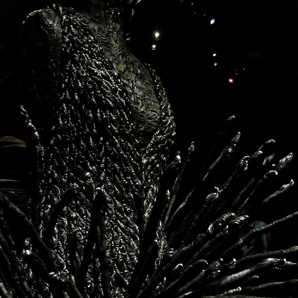 Creative textured black YSL dress, Marrakech