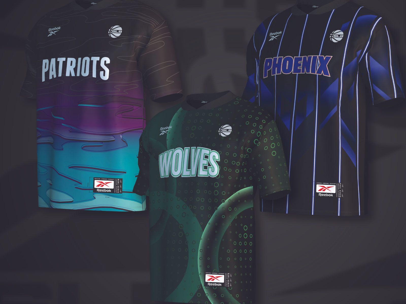 Super League Basketball jerseys on dark background