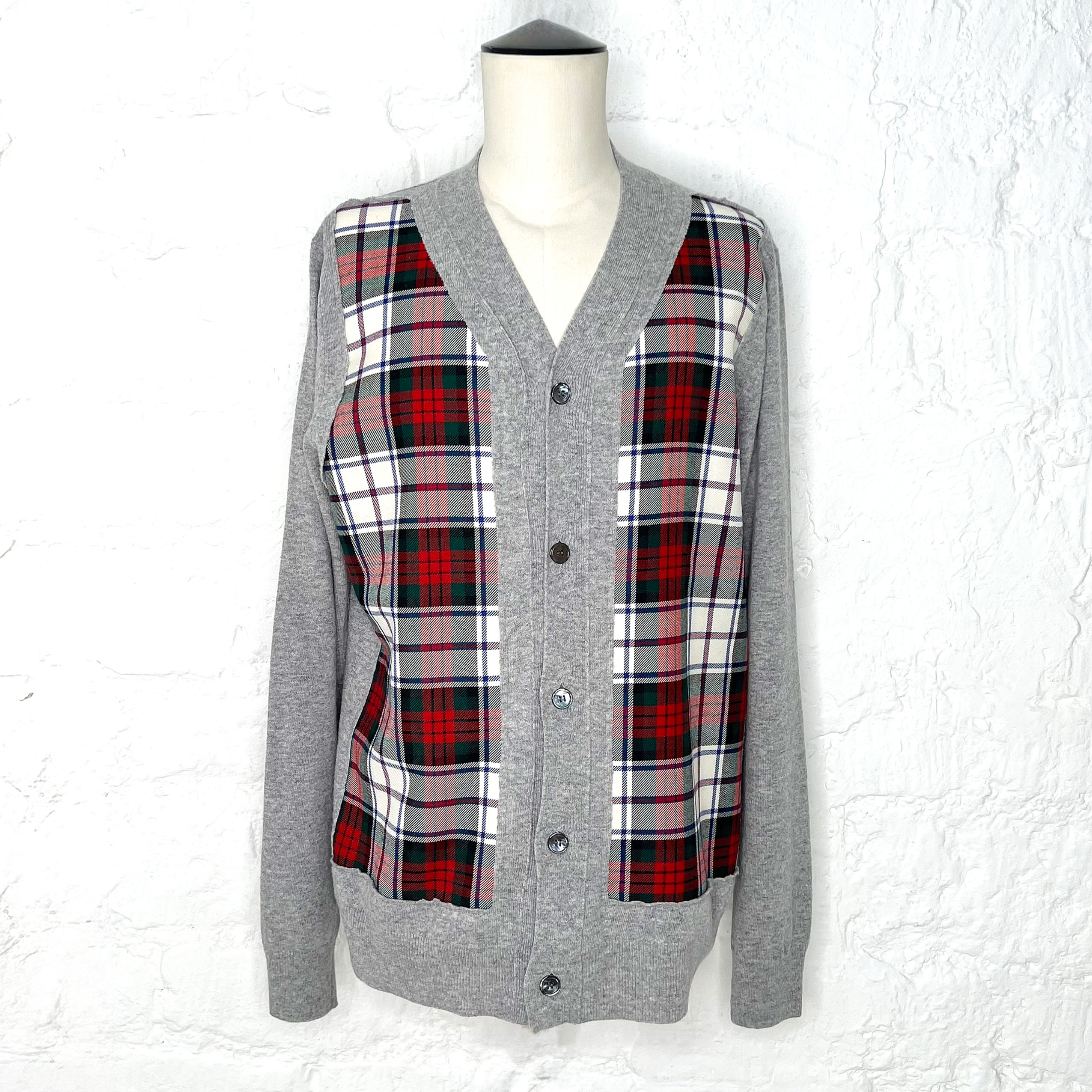 COMME DES GARÇONS - Grey tartan cardigan shirt