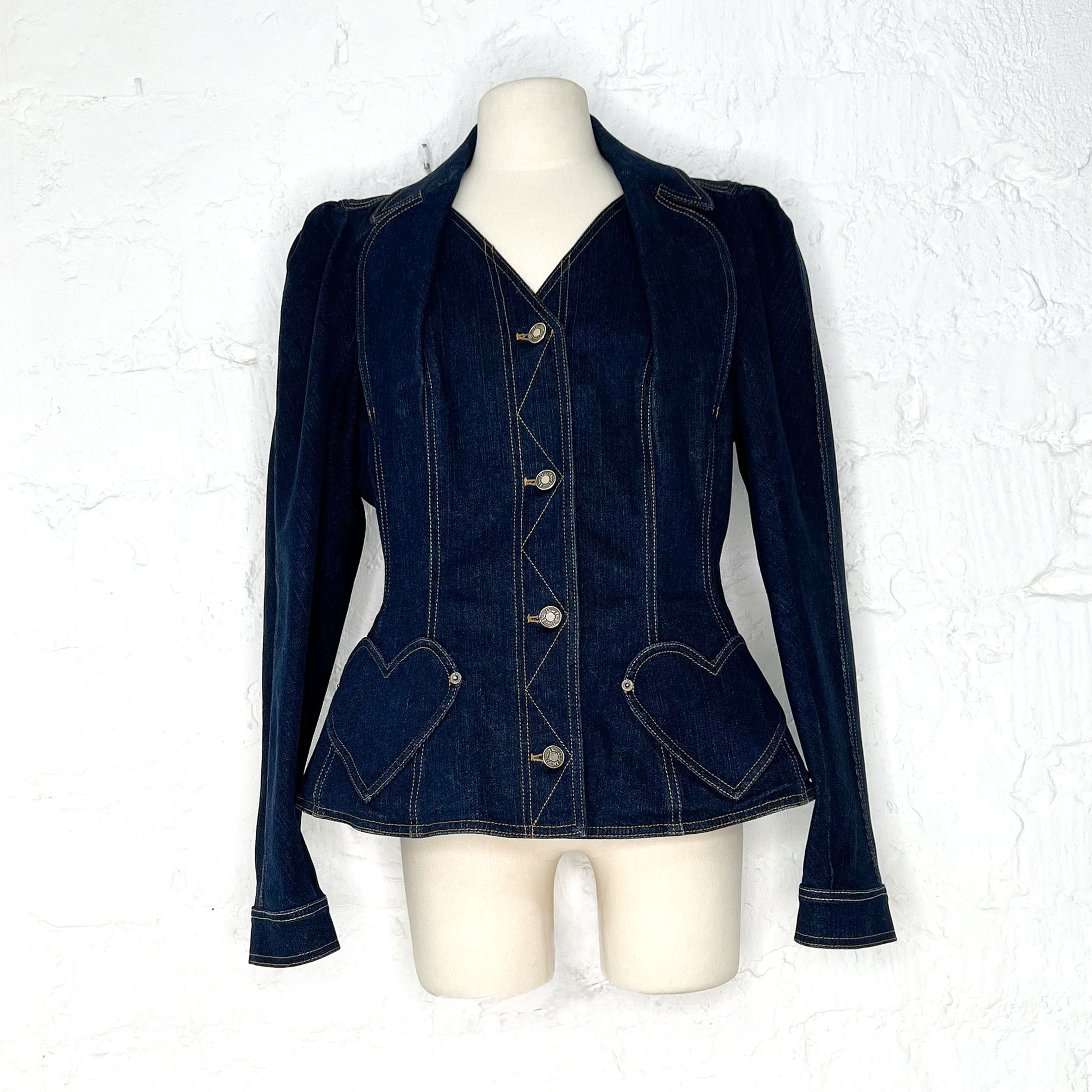 CHRISTIAN DIOR - Denim and flower embroidery bar jacket