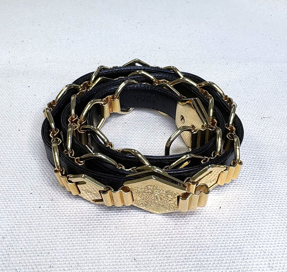 REVILLION - Black and Gold Leather Belt