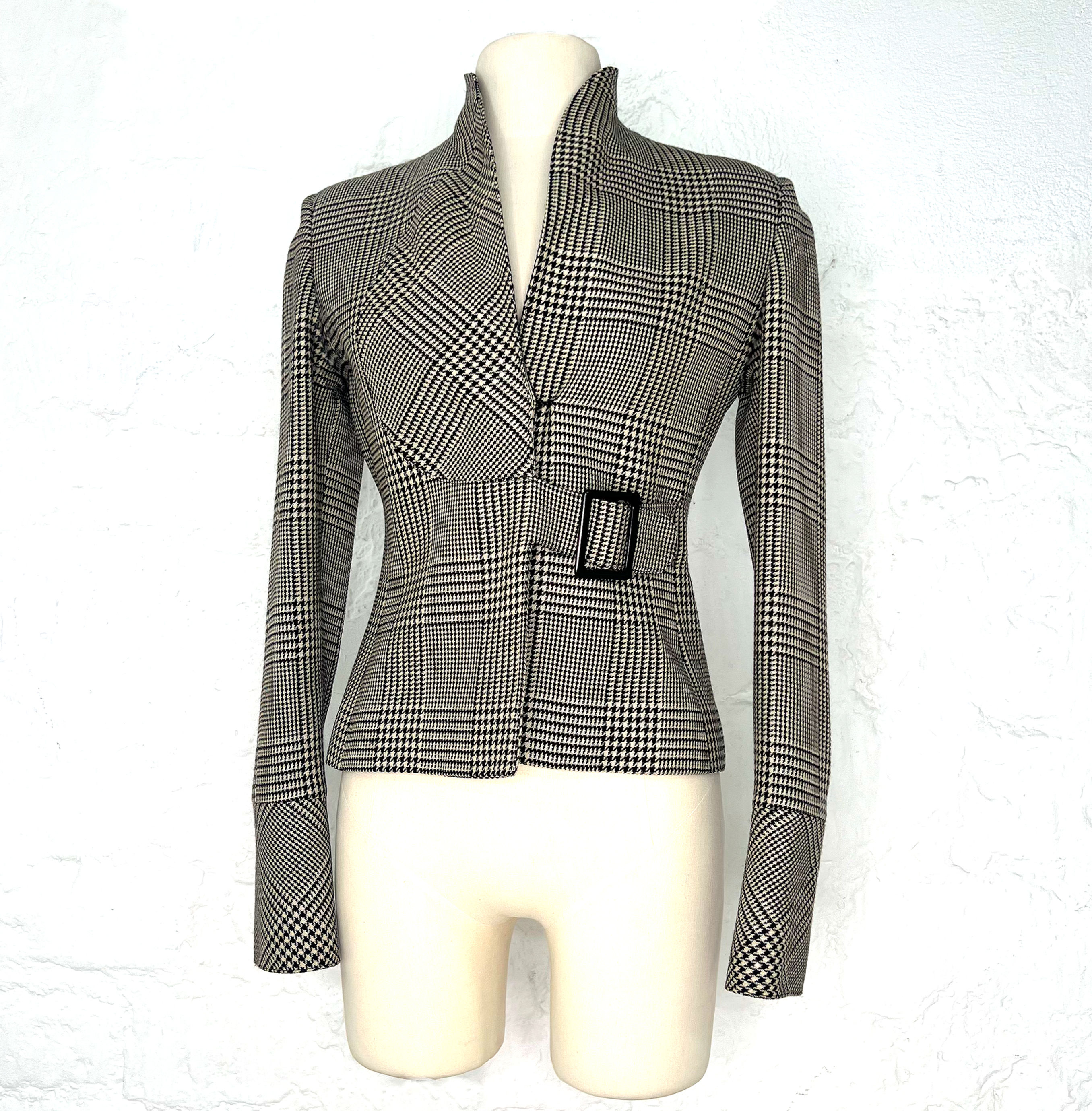 VALENTINO - Grey Houndstooth Set with Jacket and Skirt