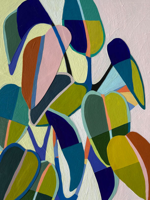 Painting and collage of rubber tree plant