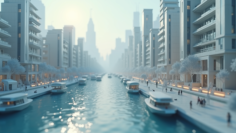 Close-up of a futuristic cityscape model