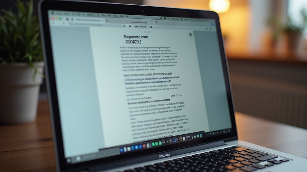 Close-up view of a laptop screen showing a blog post draft
