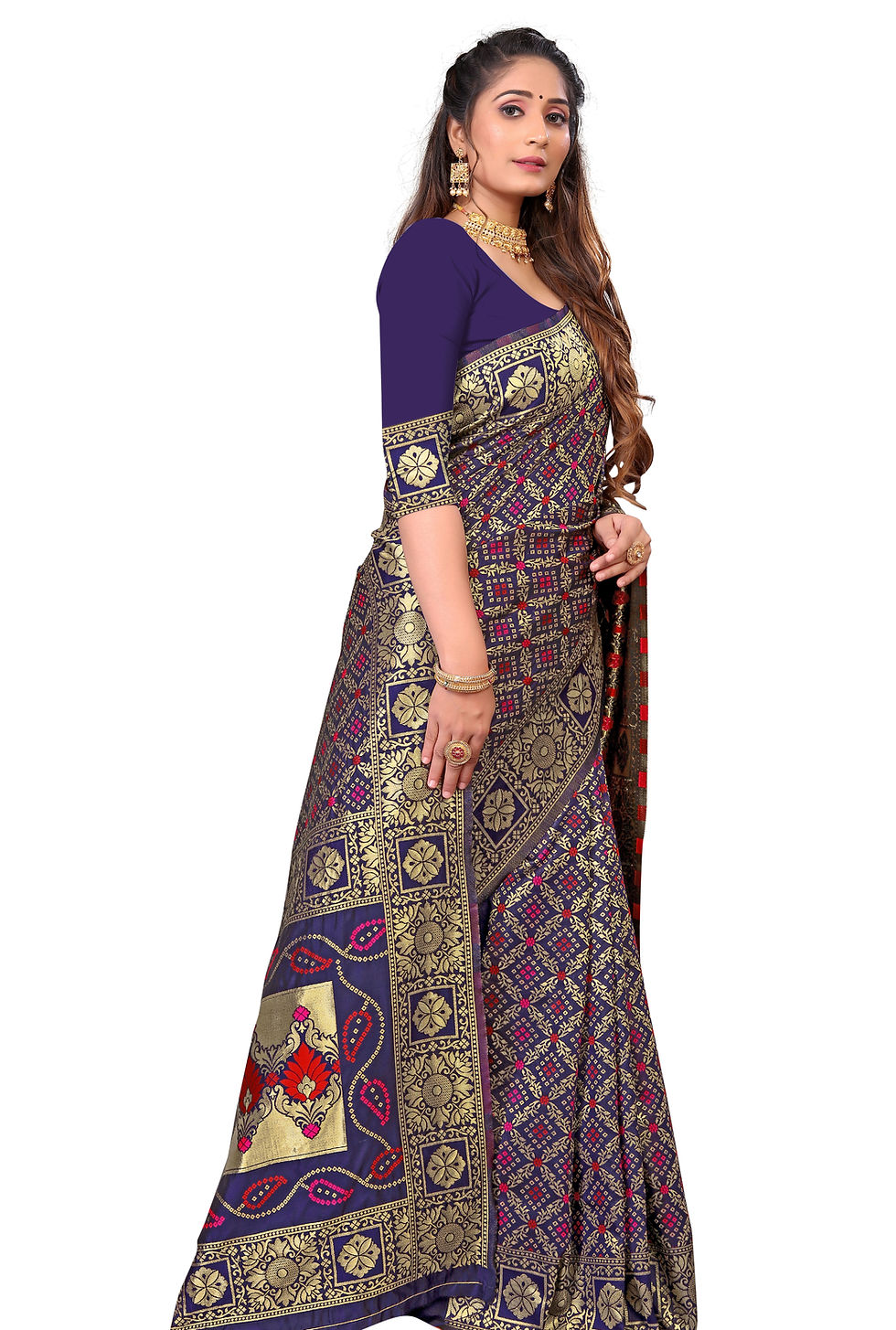 Thumbnail: BLUE WOVEN BANARASI SILK SAREE