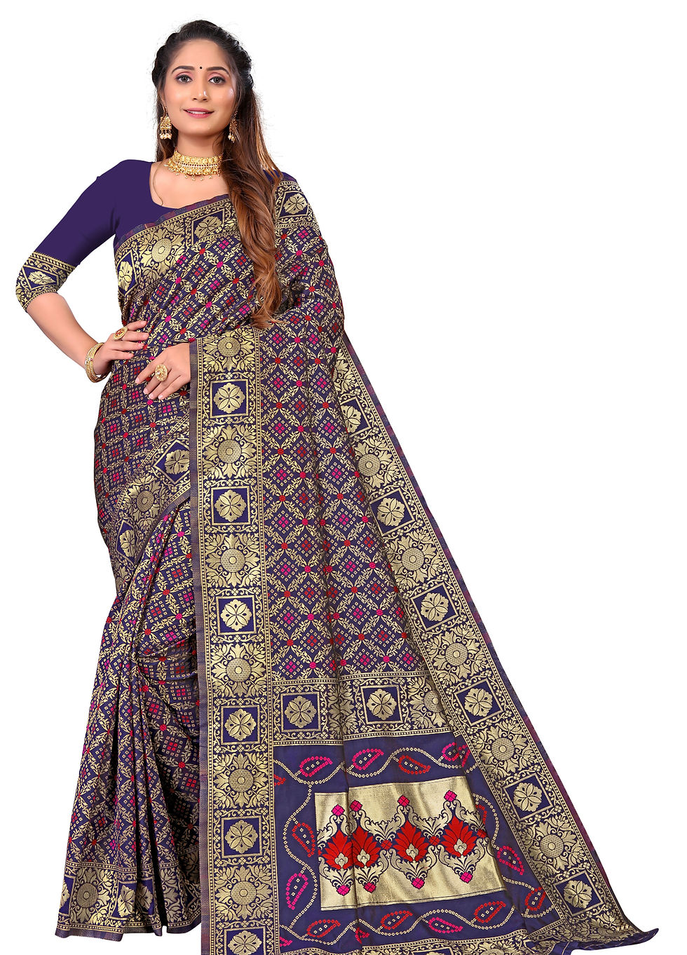 BLUE WOVEN BANARASI SILK SAREE