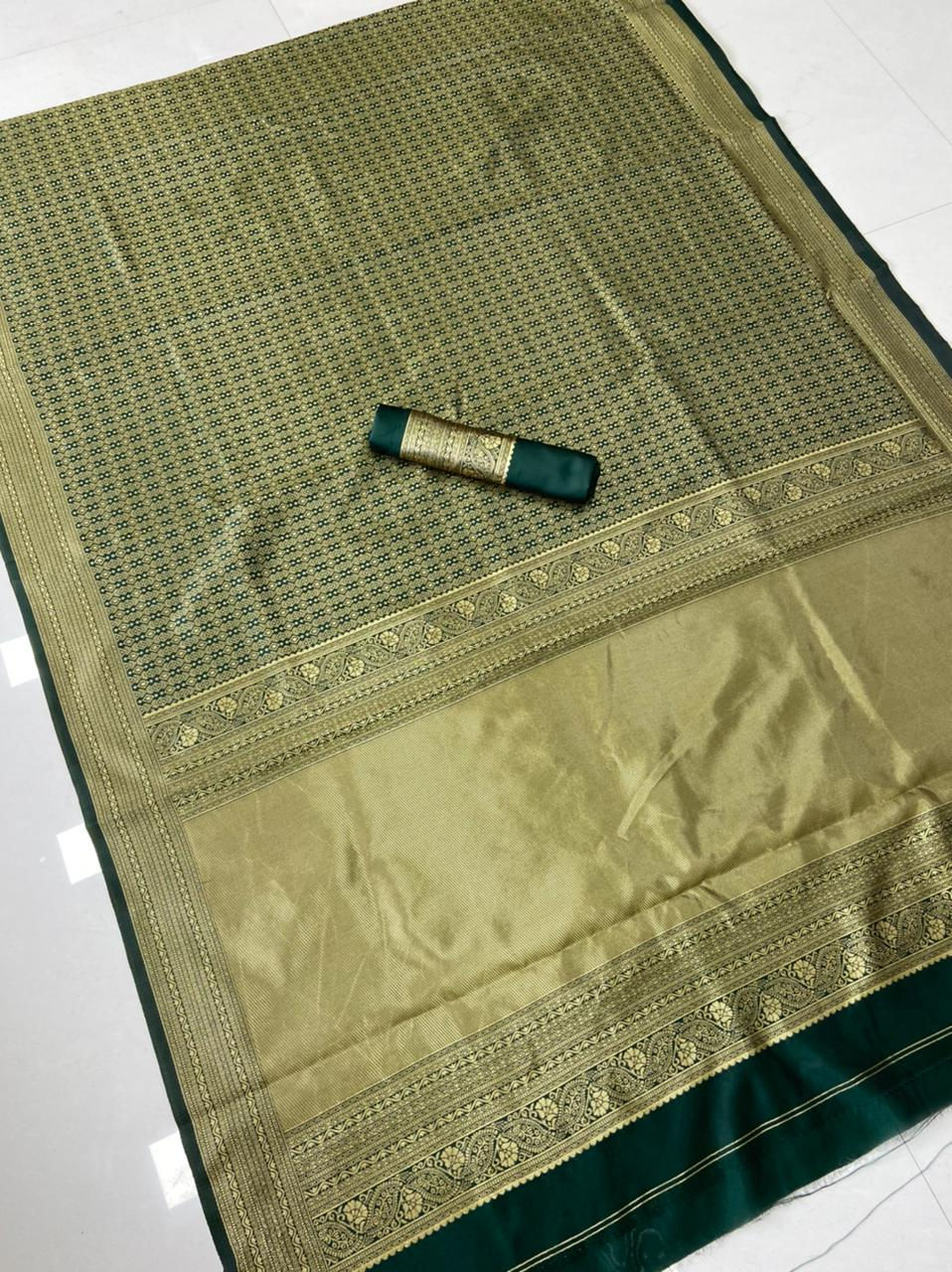 Thumbnail: AAYNA GREEN BANARASI  SILK SAREE