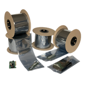 Silver laminated static shielding ESD auto-bags for high-protection electronics packaging.