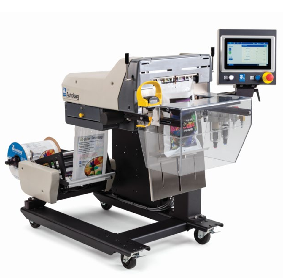 Autobag 500 automated bagging machine for apparel packaging