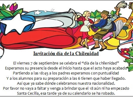 DÃa de la Chilenidad 7°Básico a 4°Medio Viernes 7 de Septiembre 2018