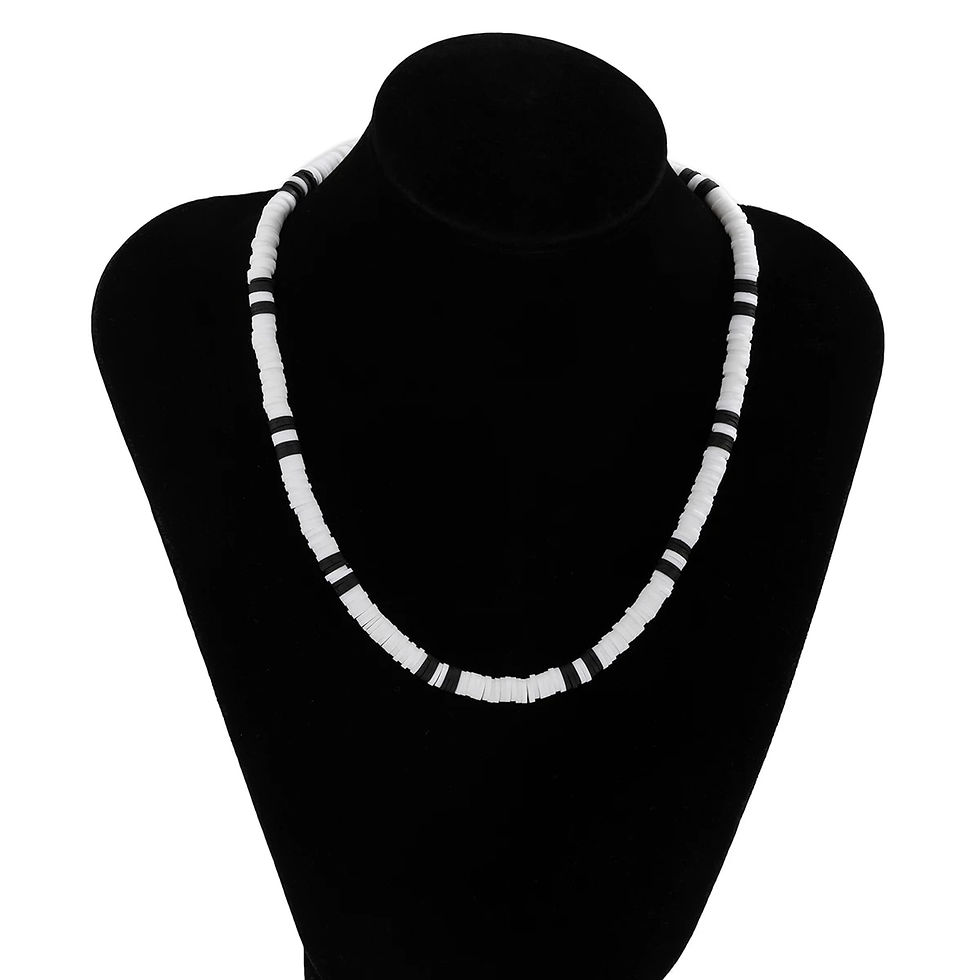 Thumbnail: IngeSight.Z White Black Color Soft Clay Beads Choker Necklaces for Women Men