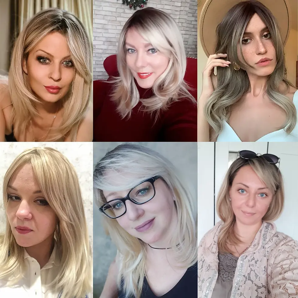 Thumbnail: EASIHAIR Synthetic Wigs for Women Ombre Brown Blonde Wigs With Bangs Layered