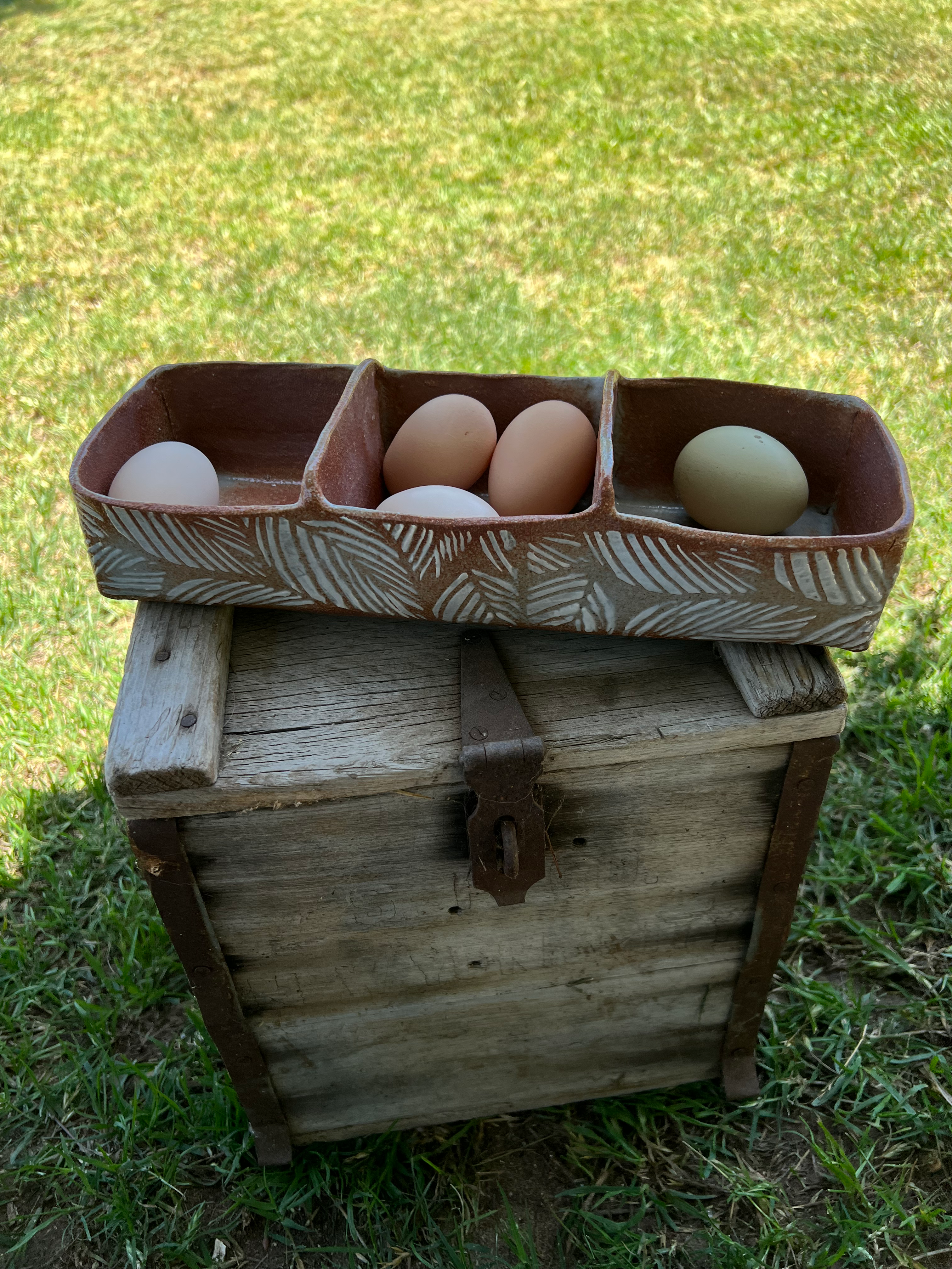 Leaf stenciled 3 in 1 Tray