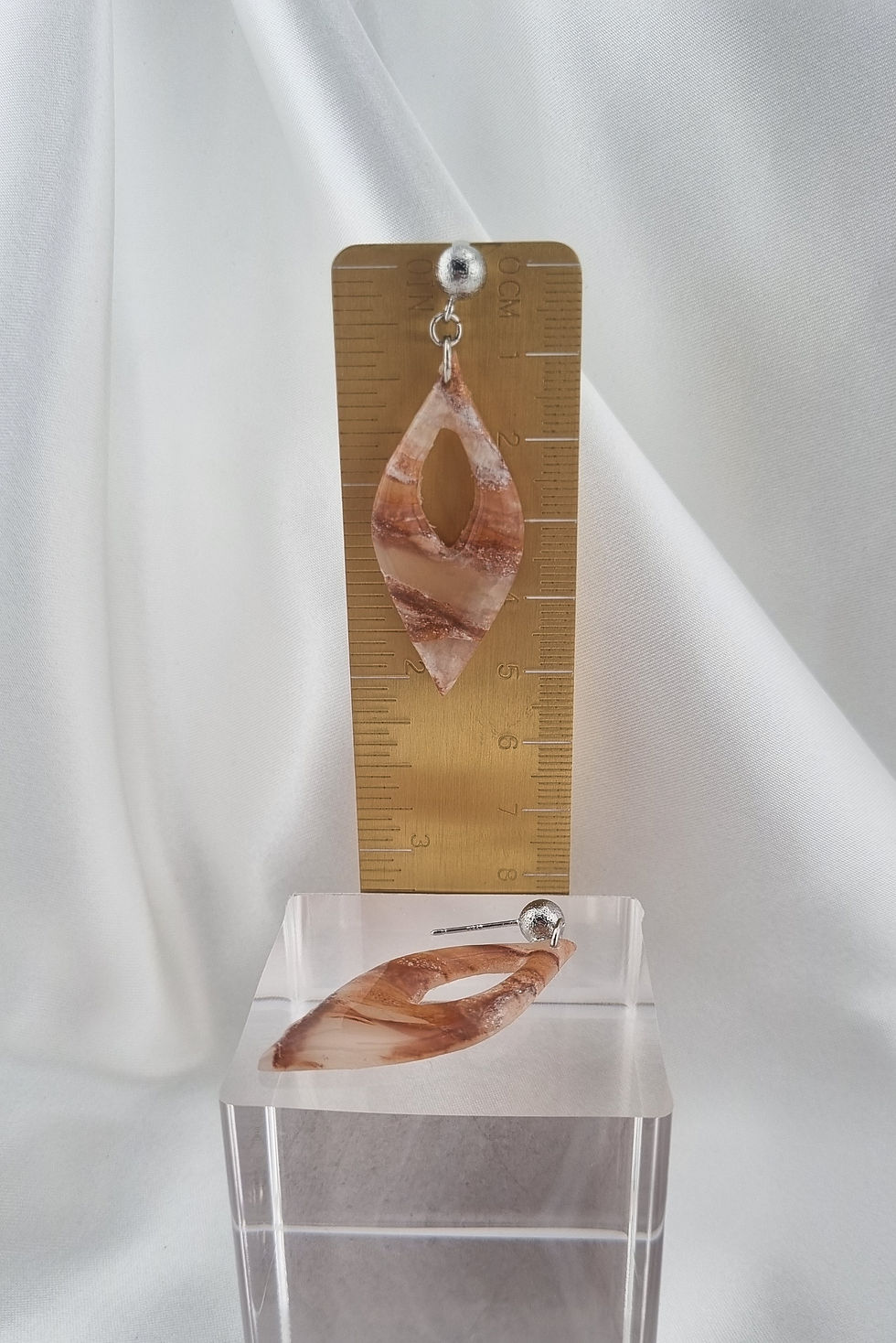 Thumbnail: Anika Ball Stud Earring - Tan Marble