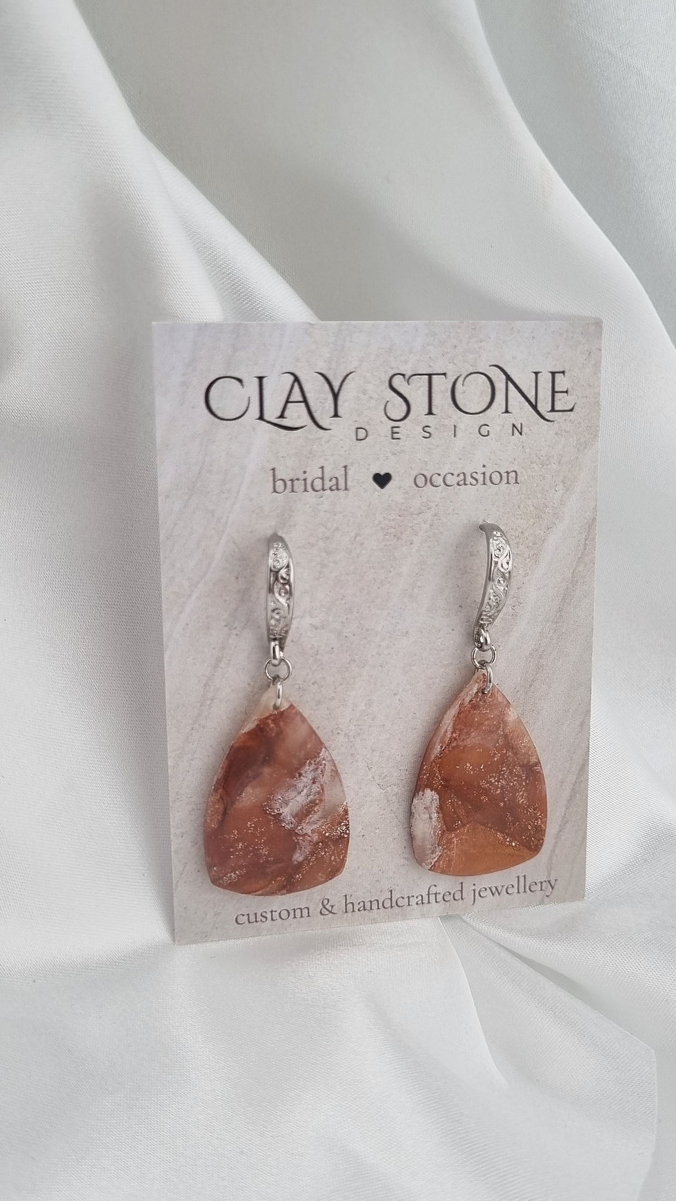 Thumbnail: Belle Hook Earrings - Tan Marble