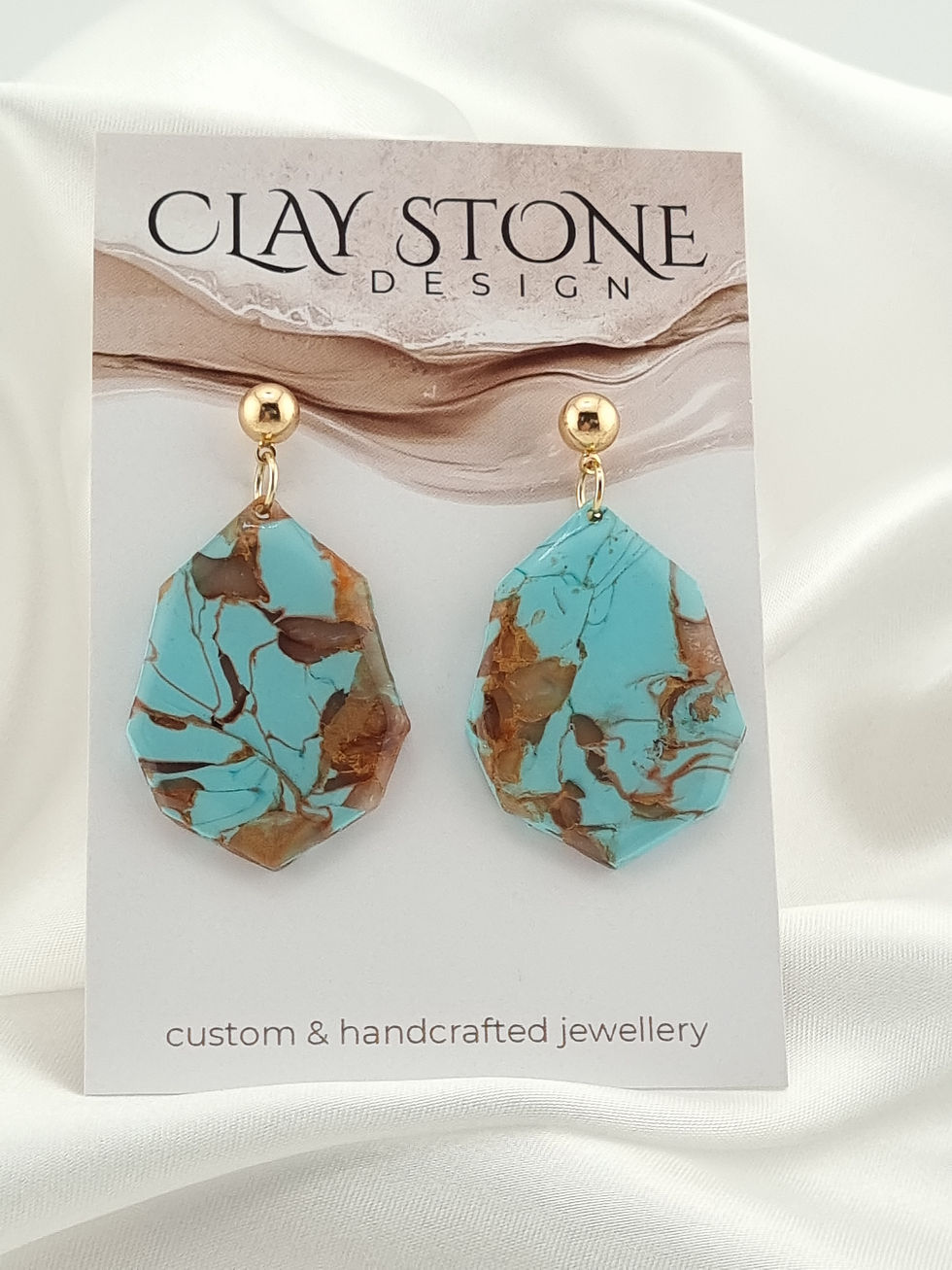 Thumbnail: Odette Ball Stud Earrings - Turquoise Faux Stone