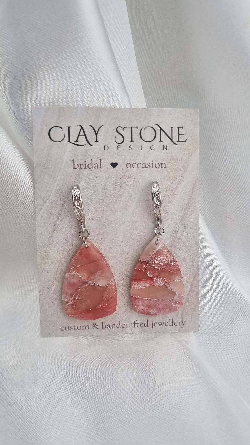 Thumbnail: Belle Hook Earrings - Pink Marble