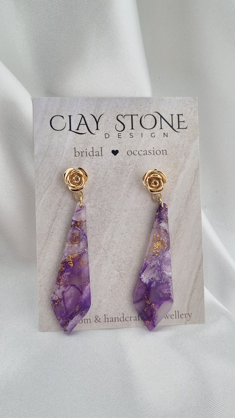 Thumbnail: Tina Floral Stud Earrings - Violet Marble