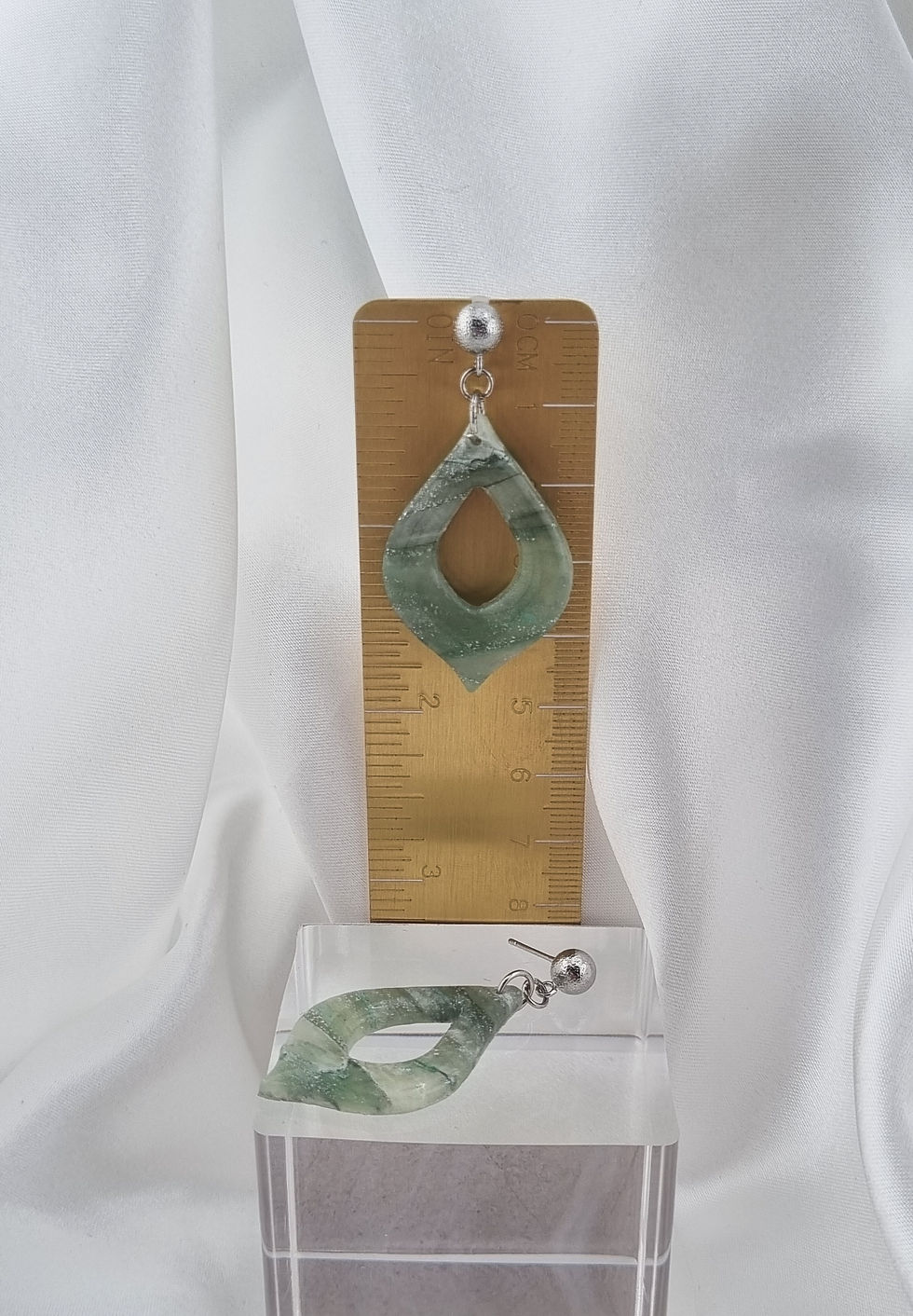 Thumbnail: Jasmine Ball Stud Earrings - Green Marble
