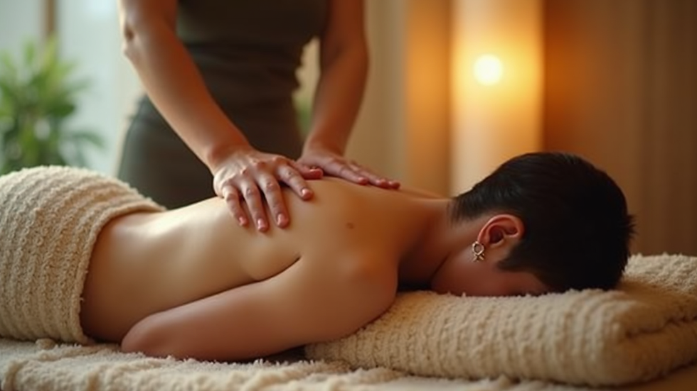 Nahaufnahme einer traditionellen Thai-Massage auf einer Matte