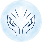 Blue open hands icon representing Reiki healing