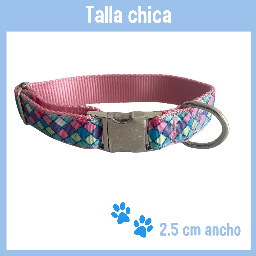 Collar de broche rombos rosa ch