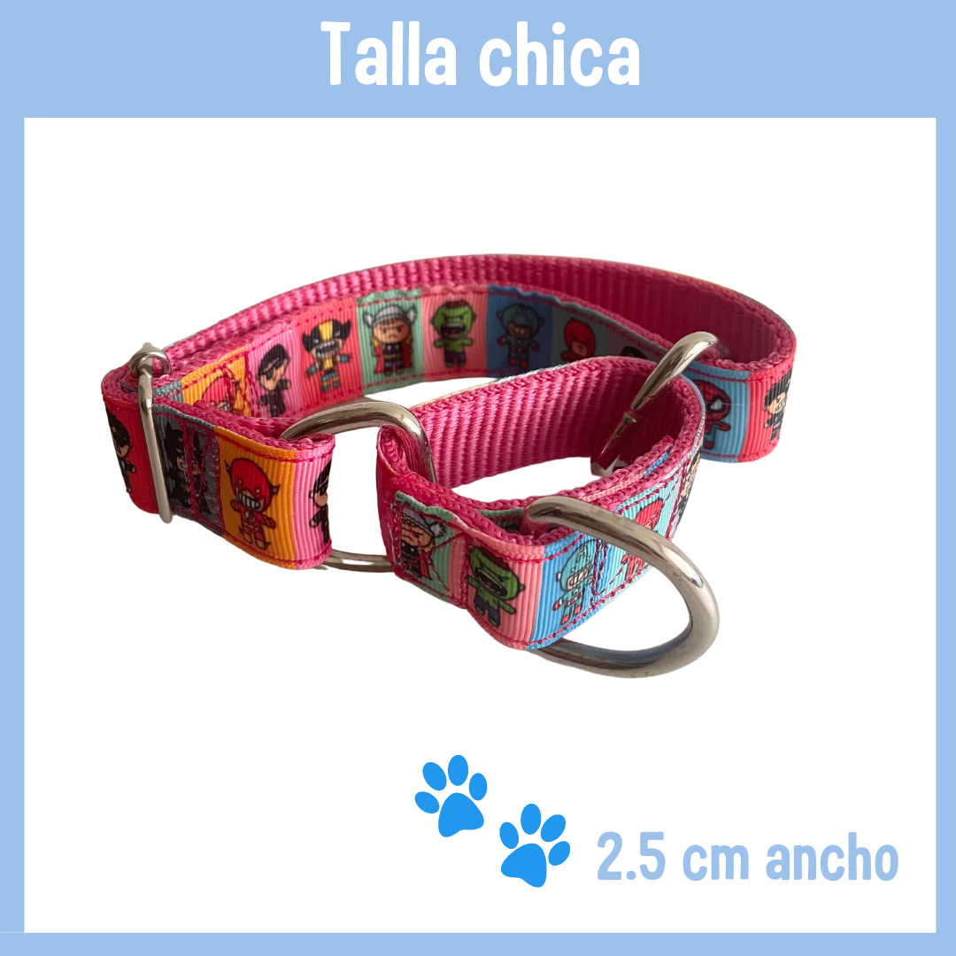 Collar Martingale super heroes rosa CHICO
