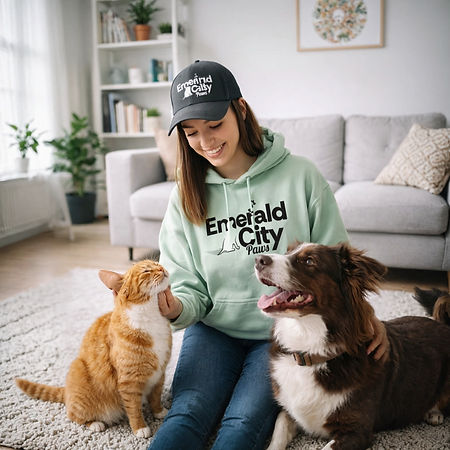 pet sitter with a cat and dog