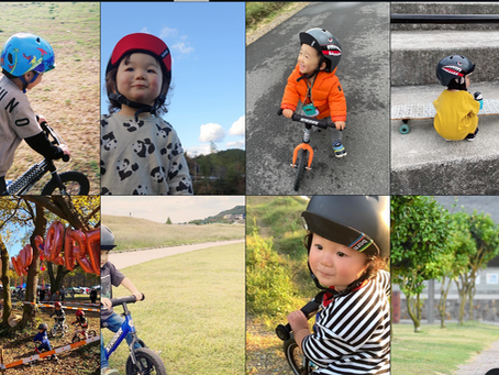 キッズ用bernヘルメット着用の様子