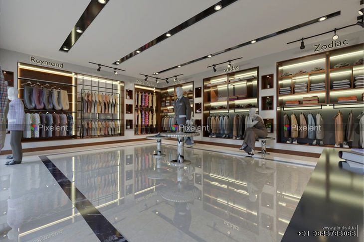 3D Interior Designs By Pixelent - Men's Wear Showroom