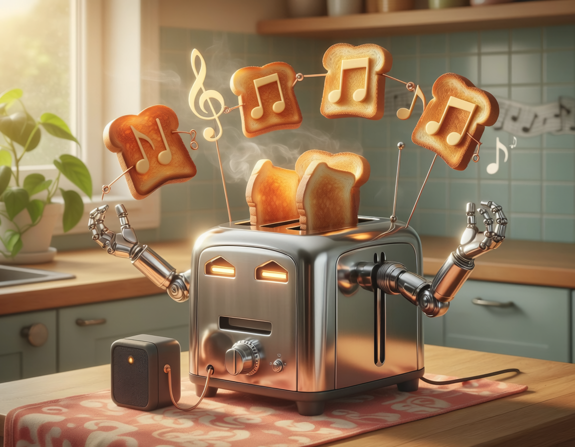 Firefly_A robotic toaster making toasted music 377765.png